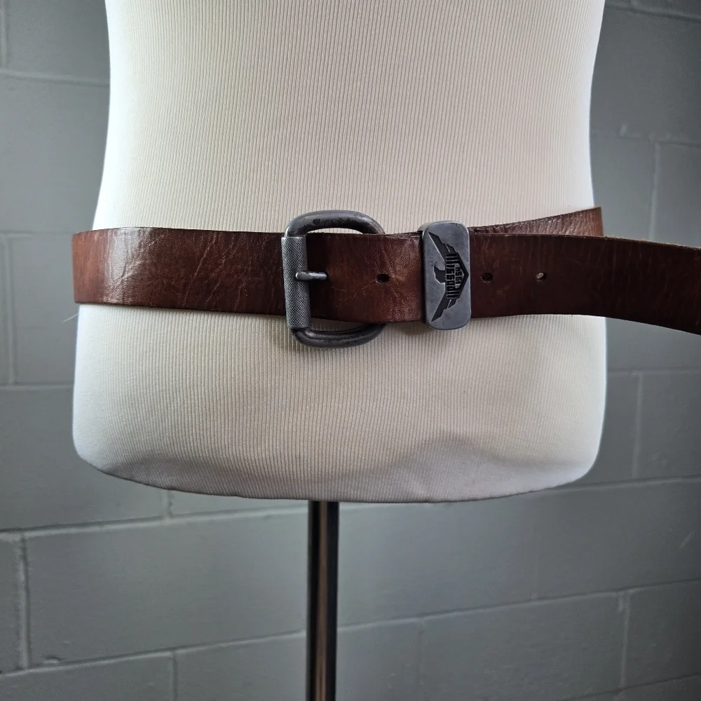 Vtg y2k fossil brown leather grunge mens belt
